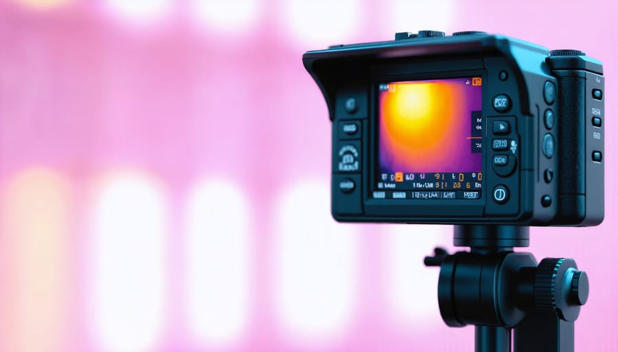 Thermal image showing heat distribution across a video camera during operation