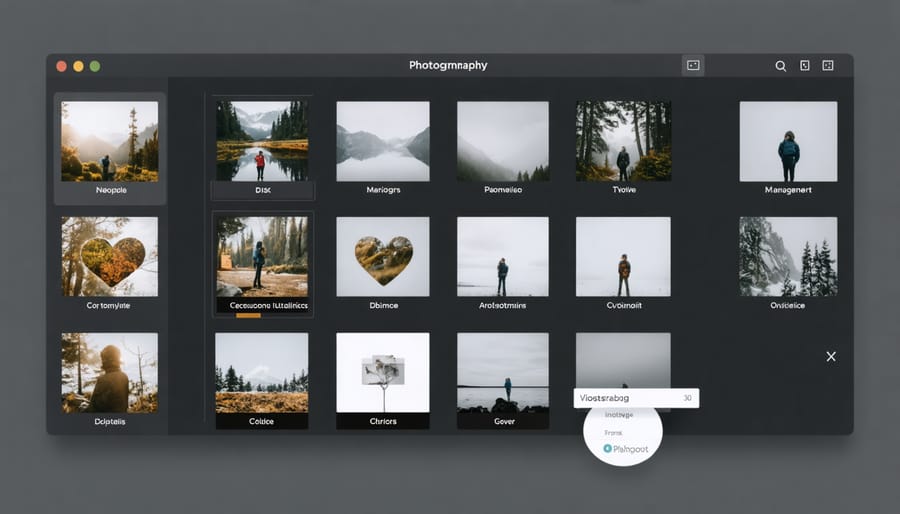 Digital interface displaying various photography collaboration tools and project management software