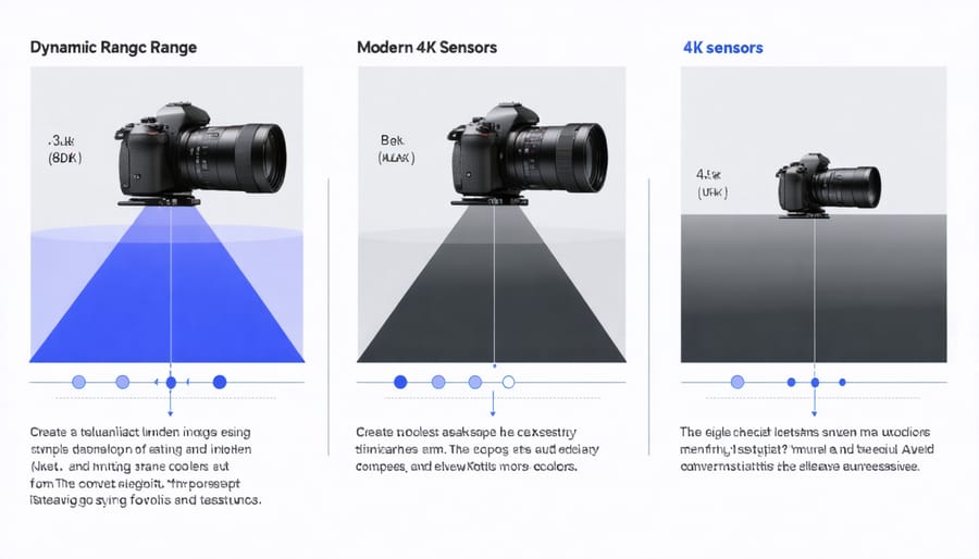 Visual representation of dynamic range stops in different lighting conditions