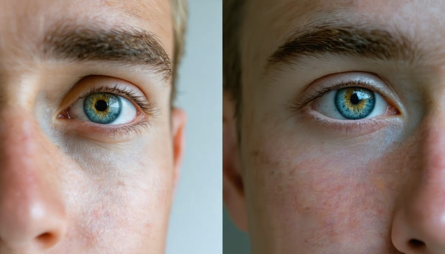 Side-by-side demonstration of eye-detection autofocus system tracking a subject