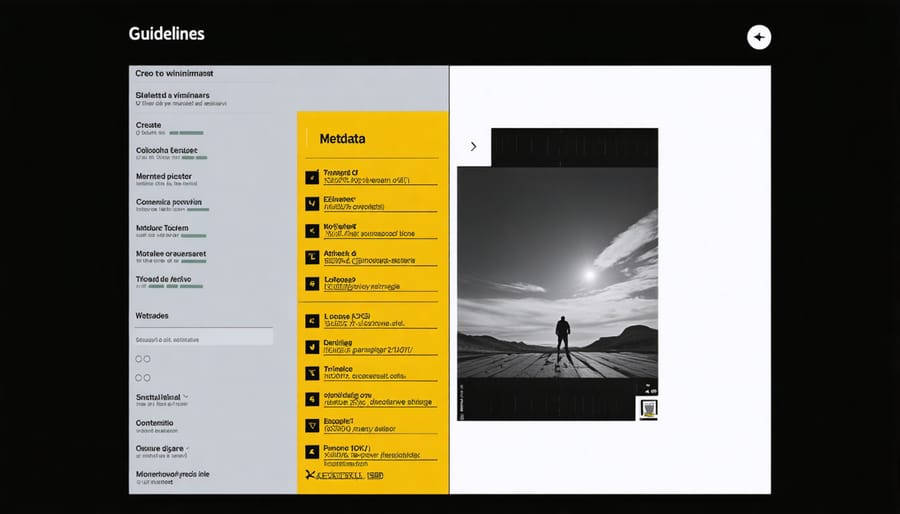 Comparison of a photograph showing EXIF data overlay versus without metadata