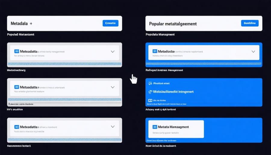 Comparison of different metadata management software showing key features