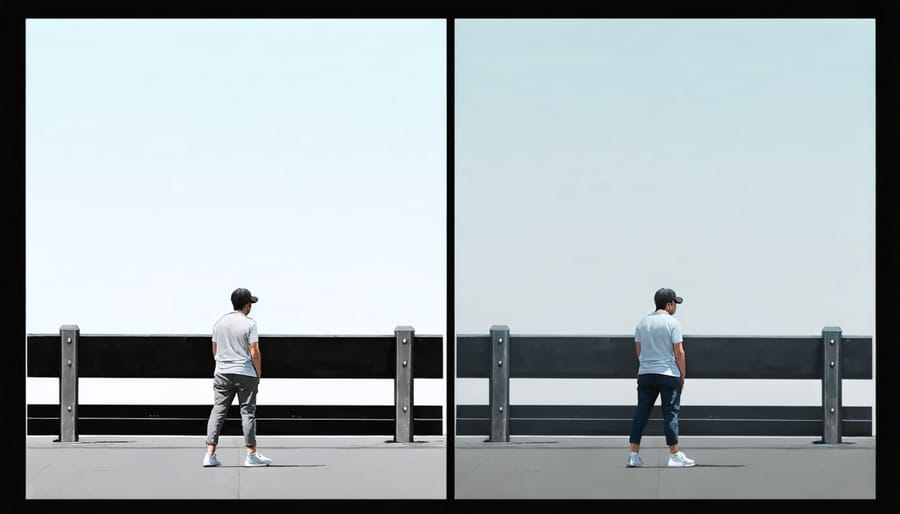 Split image comparing optical zoom quality versus pixelated digital zoom quality