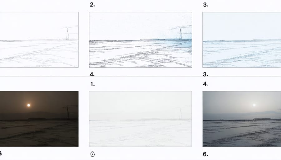 Series of overlapping images showing how multiple photos are captured and combined into a panorama