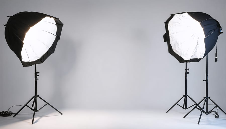 Professional product photography setup showing automated lighting arrangement for commercial photography