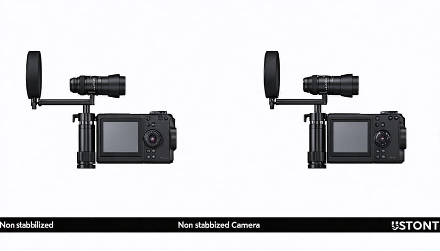 Split-screen demonstration of image stabilization technology effects