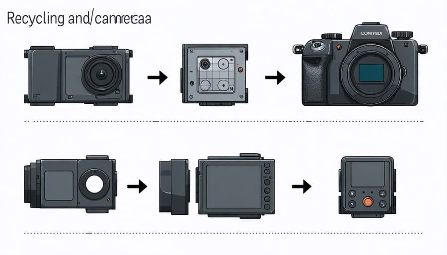 Step-by-step guide illustrating how to properly disassemble and recycle action camera components