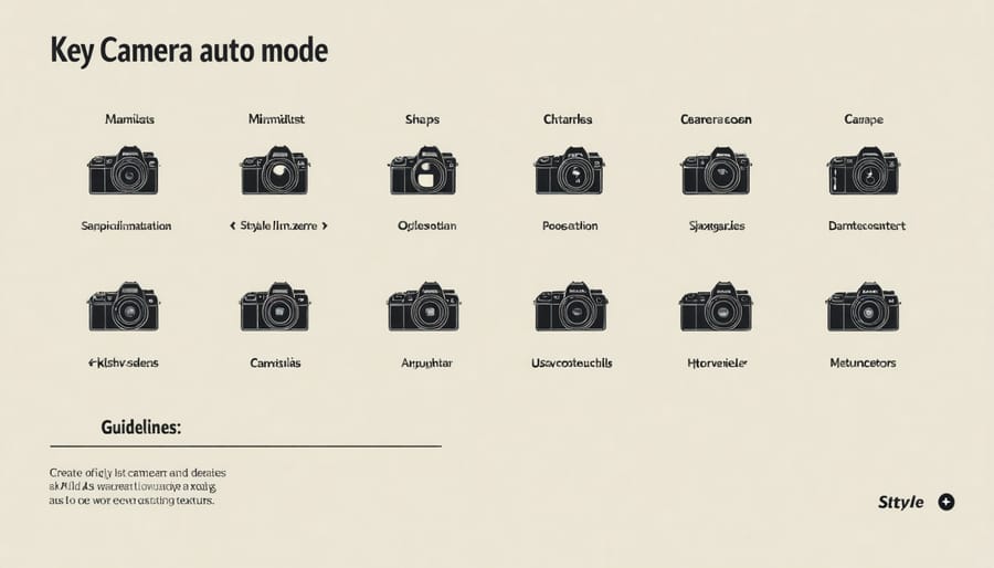 Visual guide to common camera auto mode symbols and their functions