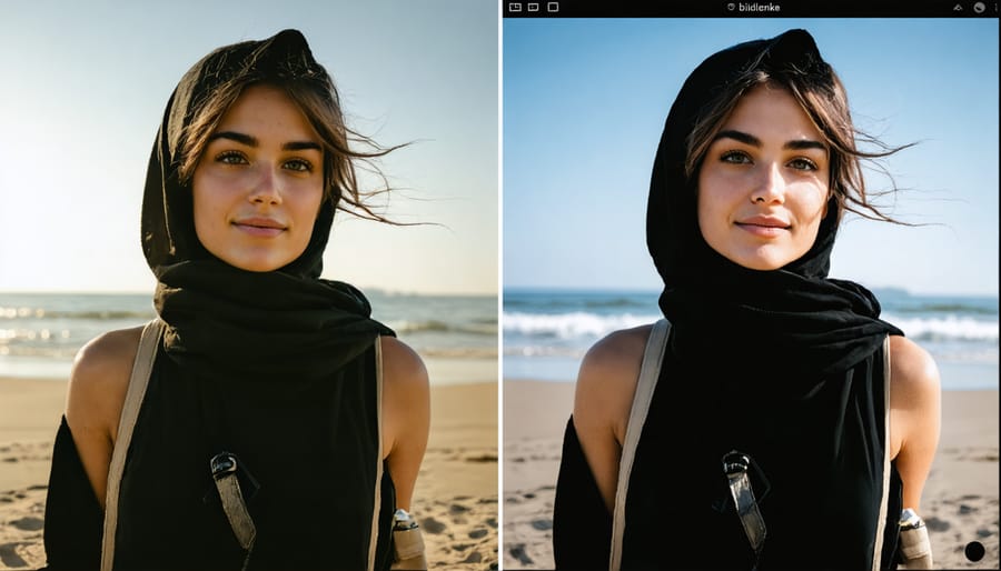 Before and after comparison of a landscape photo showing the impact of professional editing