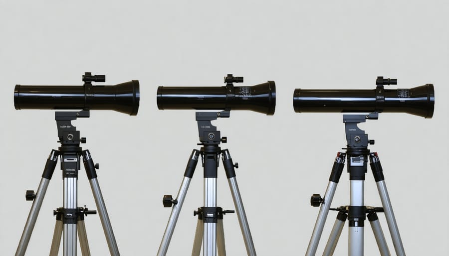 Comparison of three common telescope types for beginner astrophotography: reflector, refractor, and Schmidt-Cassegrain telescopes