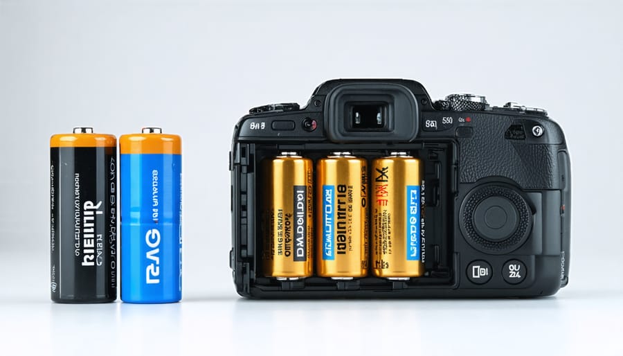 LR44 and SR44 batteries displayed alongside Pentax K1000 battery compartment