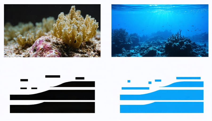 Side-by-side comparison of underwater macro photo before and after post-processing