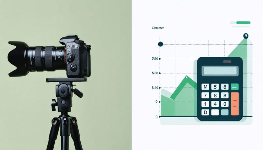 Visual comparison of photography gear and financial planning tools