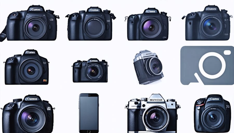 Timeline visualization of social media photography evolution featuring devices and interfaces