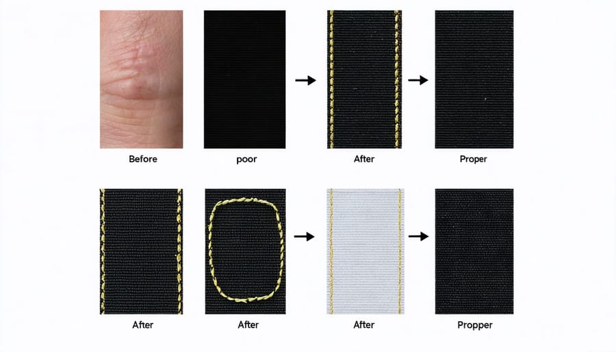 Comparison of visible stitch lines in VR photo versus properly composed scene without visible seams