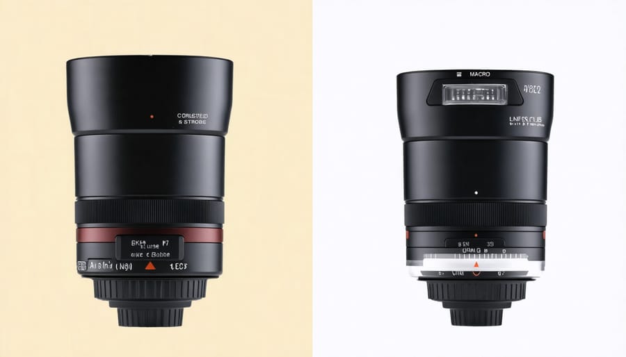 Comparison showing proper and improper strobe positioning for underwater macro photography