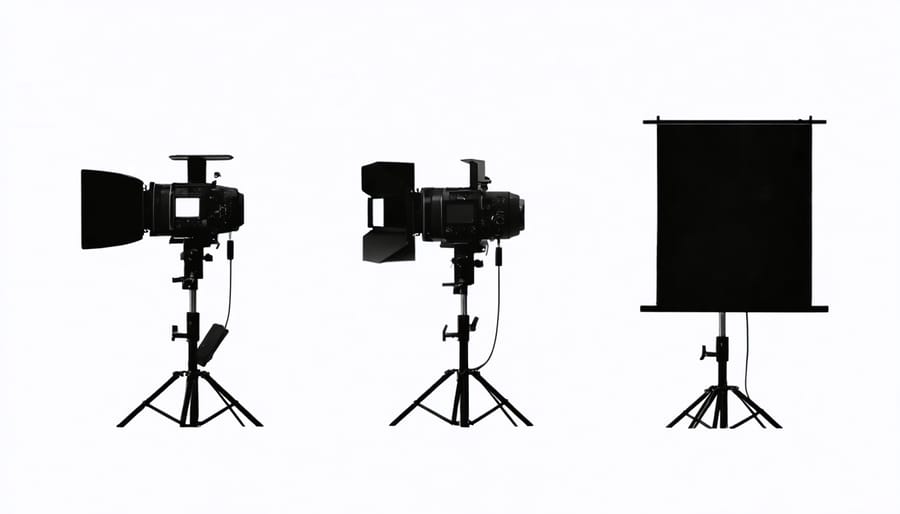 Diagram showing the placement of lights in a three-point lighting arrangement