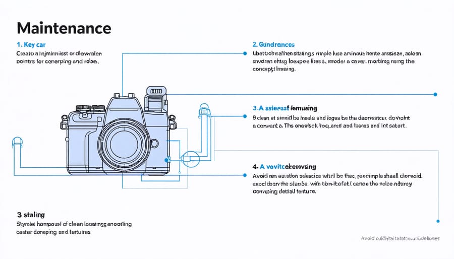 Infographic highlighting maintenance procedures for underwater camera housing system