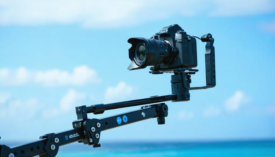 Professional underwater camera stabilization system with gimbal and handle