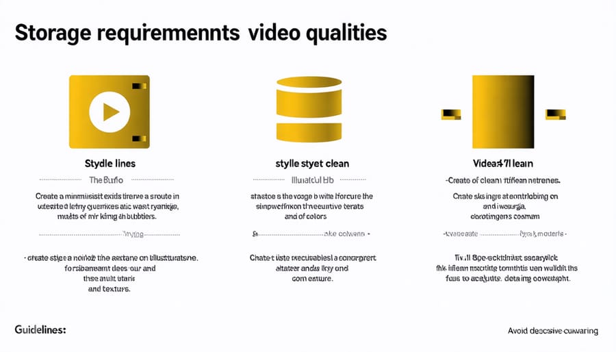 Visual comparison of storage space needed for various video formats and resolutions