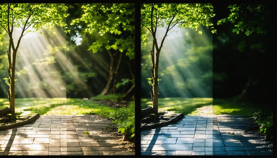 Before and after white balance adjustment images showing correct color reproduction