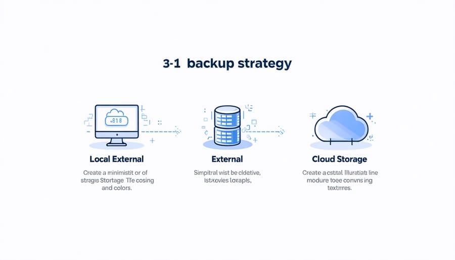 Diagram illustrating the 3-2-1 backup strategy for photo storage