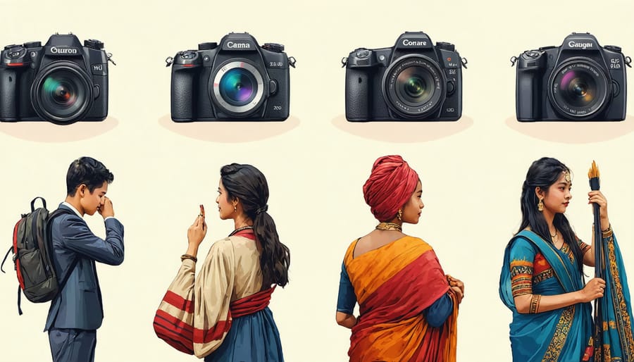 Visual guide depicting cultural sensitivity guidelines for photographers working across cultures
