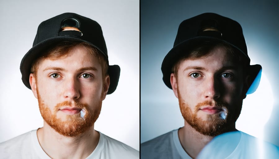 Comparison of photos showing the effect of lens flare with and without a lens hood