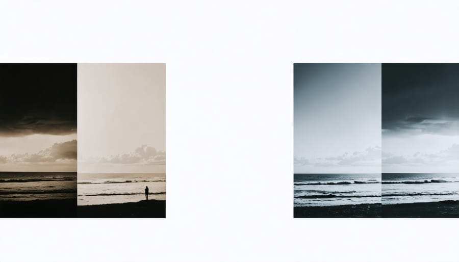 Before and after comparison of photographer's portfolio showing skill progression