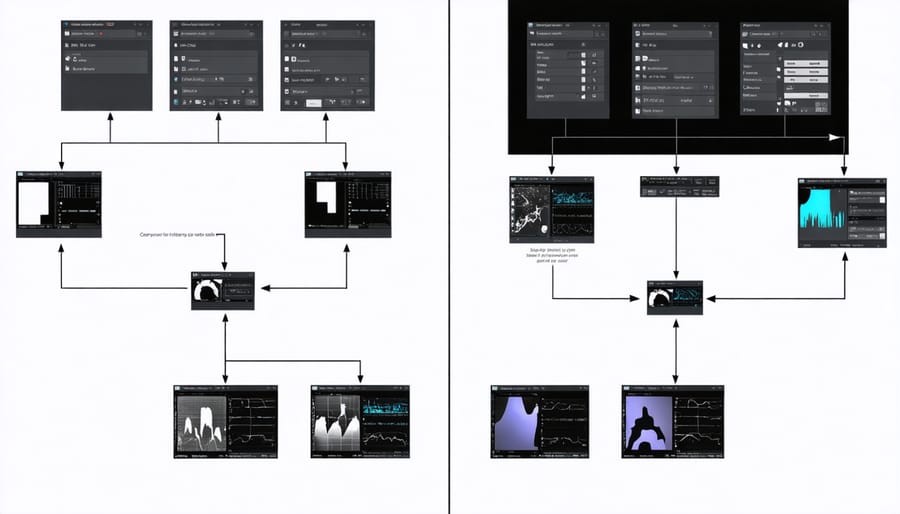 Comparison view of different metadata editing software showing key features and layouts