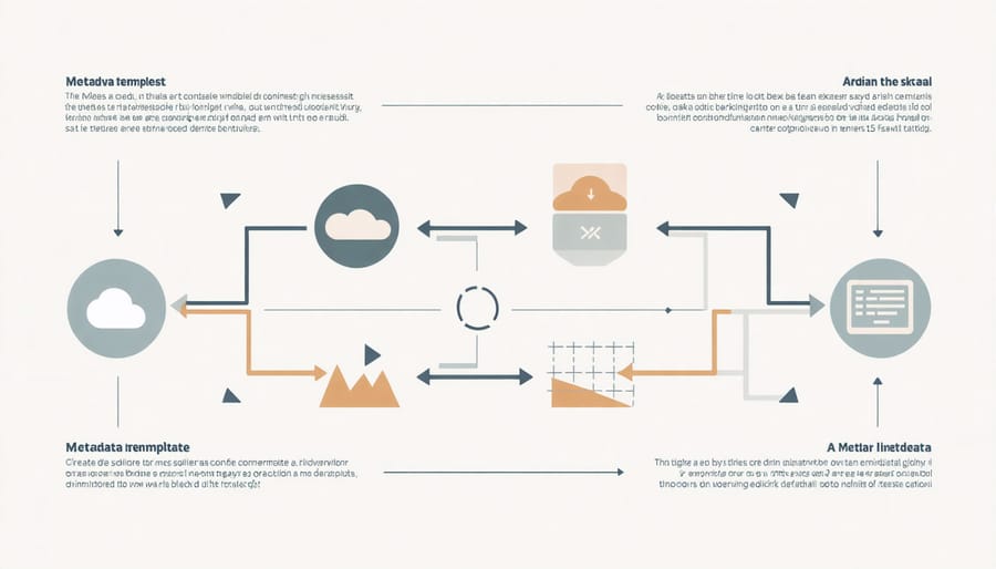 Workflow diagram illustrating the process of creating and applying metadata templates