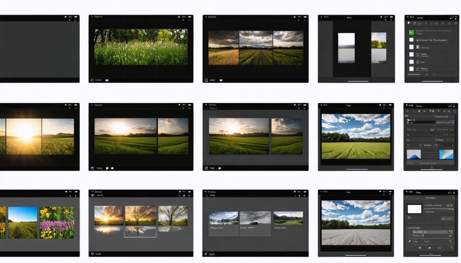 User interfaces of layer tools in Affinity Photo, Photoshop Mobile, and Snapseed