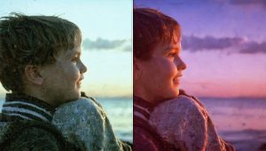 A split-screen comparison image showing the clarity of modern digital video on one side and the grainy, muted look of vintage camcorder footage on the other. The vintage side displays distinct tracking lines and warm hues, symbolizing nostalgia and the raw authenticity of past video formats.