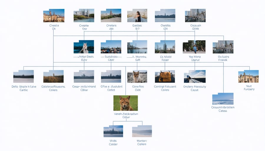 Tree diagram of photography folder organization system showing hierarchical structure