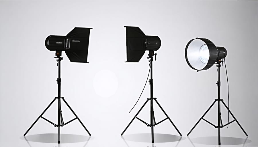 Diagram showing the placement of three lights around a subject for video shooting