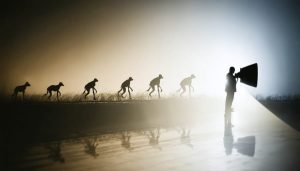 A conceptual image depicting the journey of a photographer growing under mentorship, illustrated by a transition from unclear to clear photos, symbolizing artistic development and guidance.