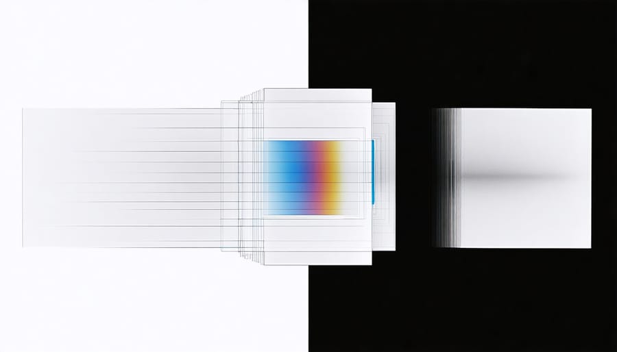 Exploded view diagram of stacked photography filters and their cumulative effect