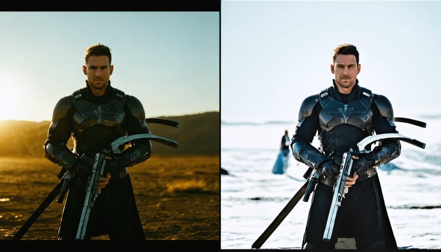 Side-by-side comparison of video frames showing motion blur differences between 24fps and 60fps