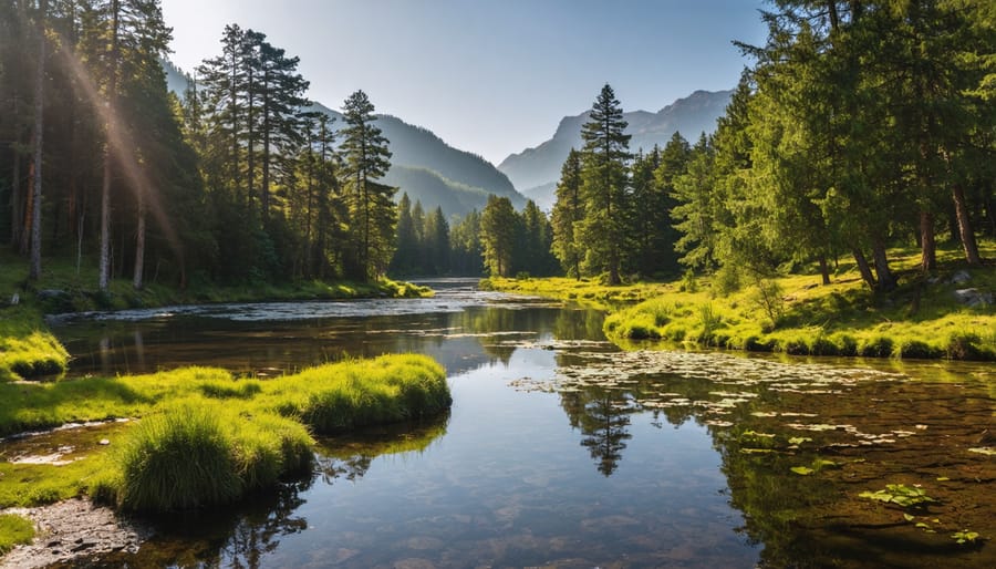 Dramatic landscape photo showing high dynamic range from bright sky to detailed shadows