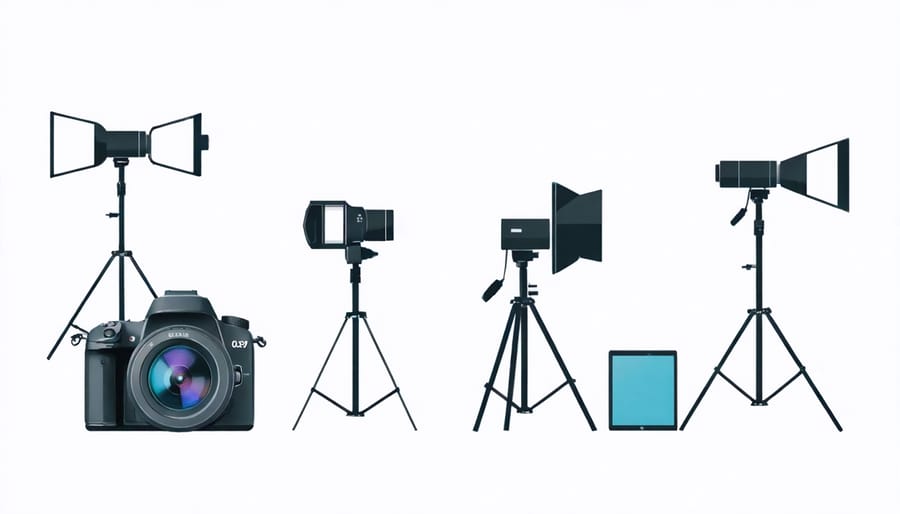 Technical diagram of a professional interview setup with labeled equipment positions
