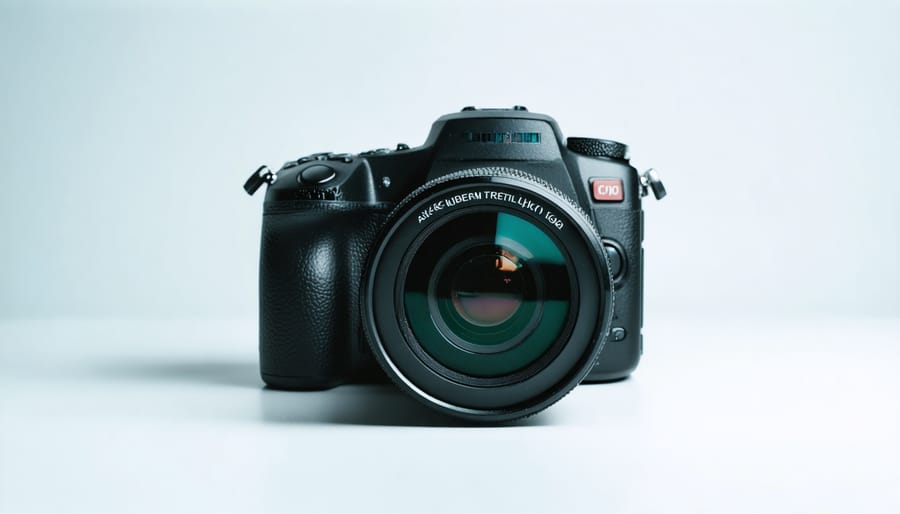 Modern camera lens with visible liquid crystal elements