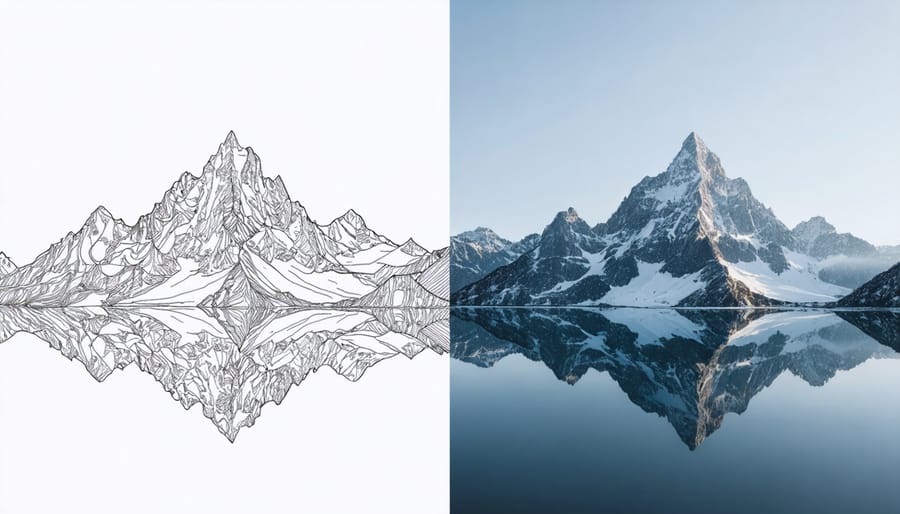 Comparison of mountain photos showing effects of different exposure settings