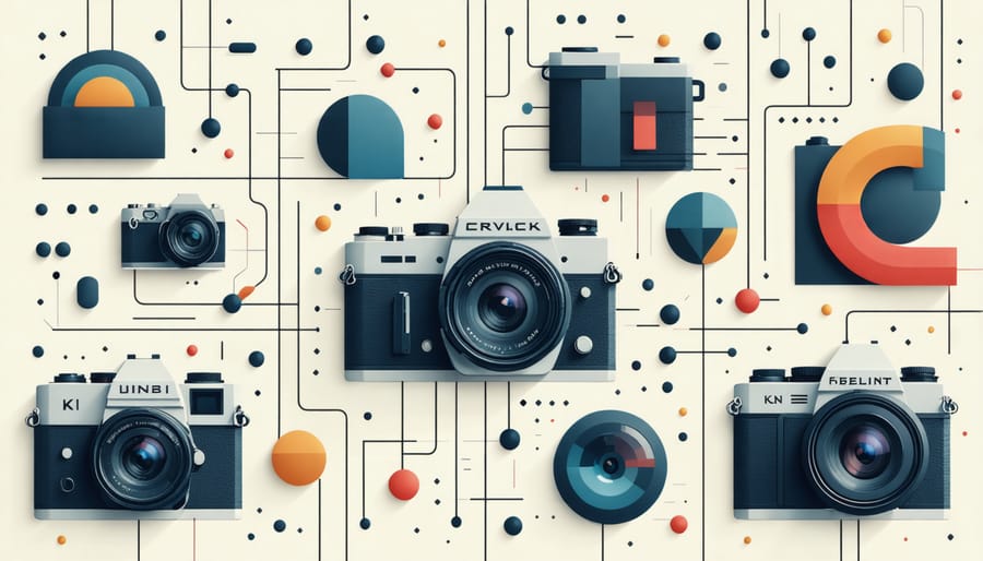 Photographer shown working in different professional settings including studio, wedding, and teaching