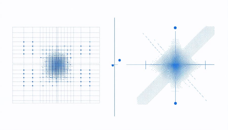 Technical illustration showing how photons interact with different sized sensor pixels