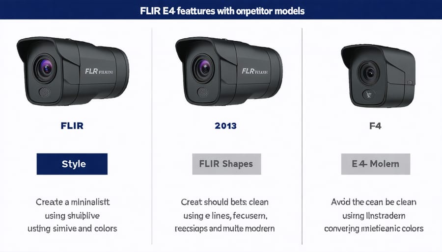 Feature comparison chart showing FLIR E4 specifications versus competing thermal cameras