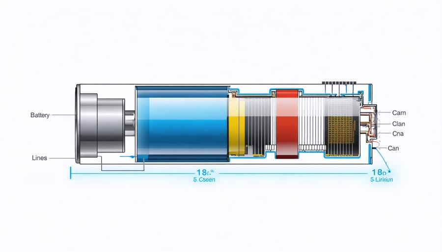 Technical illustration showing the internal structure and components of a Z-series camera battery
