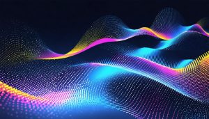 An artistic representation of a digital camera sensor illustrating z-noise waves as colorful zigzag patterns, symbolizing the intersection of scientific precision and creative expression in digital photography.