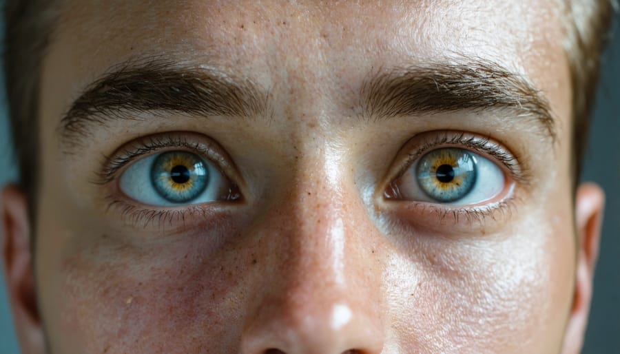 Close-up of human eyes demonstrating binocular vision for depth perception