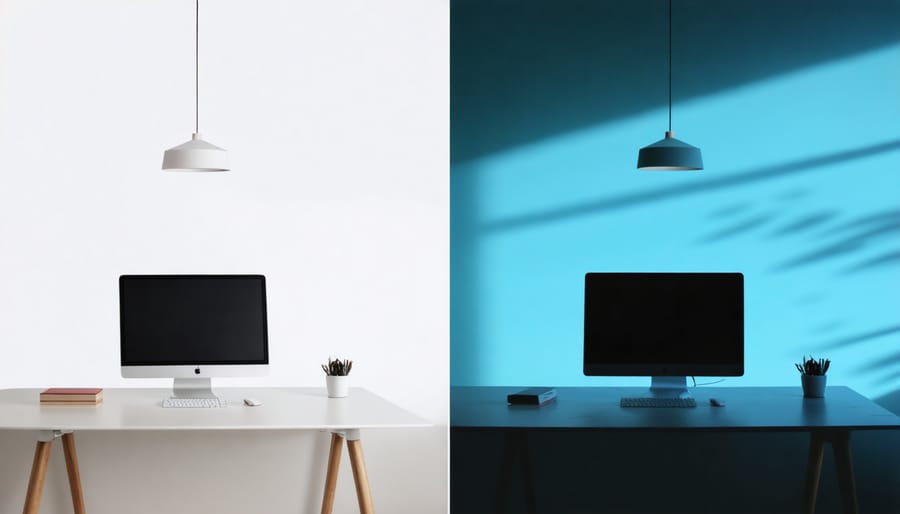 Photographer working at computer with calibrated monitor and color management tools