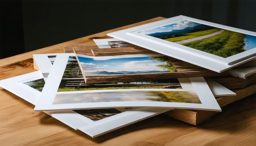 Damaged art print with bent corners and creases next to inadequate shipping materials